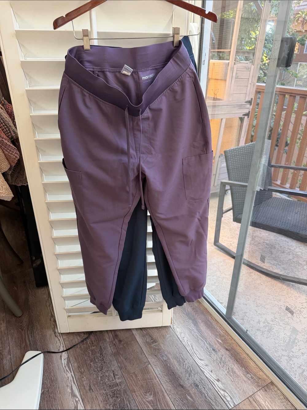 2 pairs of Mandela joggers scrub pants. Dewberry and Dark Harbor colors Size M